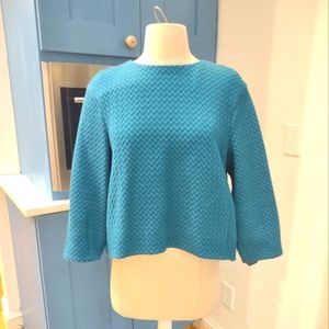 Missoni teal Chevron high low oversized button back flare top 4 $360